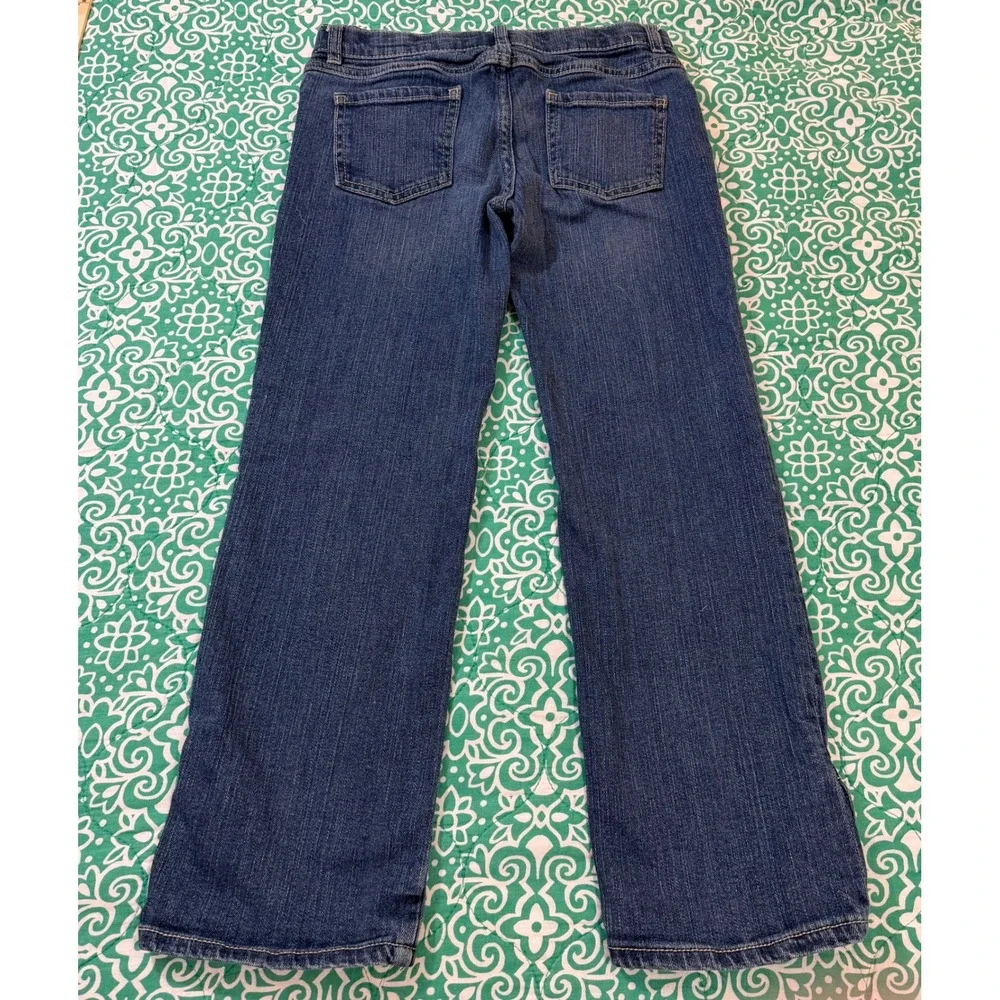 Gymboree Girls Size 8 Plus Blue Denim Jeans Button Tulip Hem Medium Wash Stretch